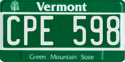 VT license plate CPE598