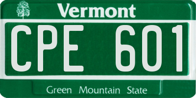 VT license plate CPE601