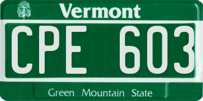 VT license plate CPE603