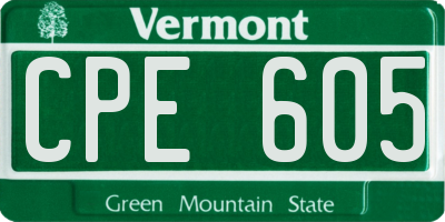 VT license plate CPE605