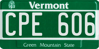 VT license plate CPE606