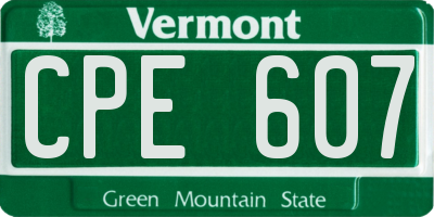 VT license plate CPE607