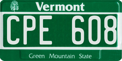 VT license plate CPE608