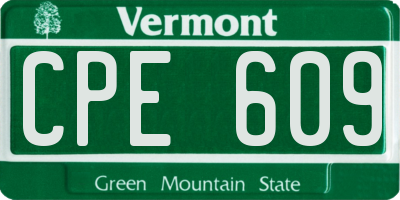 VT license plate CPE609