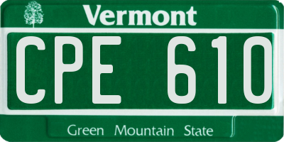 VT license plate CPE610