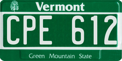 VT license plate CPE612
