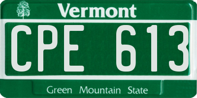 VT license plate CPE613