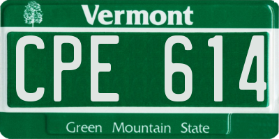 VT license plate CPE614