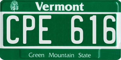 VT license plate CPE616