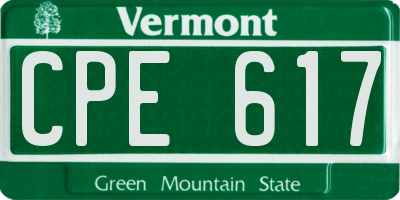 VT license plate CPE617