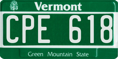 VT license plate CPE618