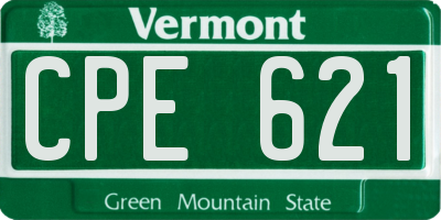 VT license plate CPE621