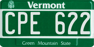 VT license plate CPE622