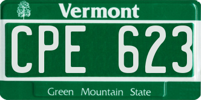 VT license plate CPE623