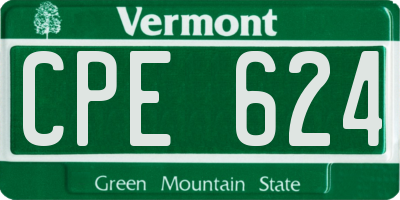 VT license plate CPE624