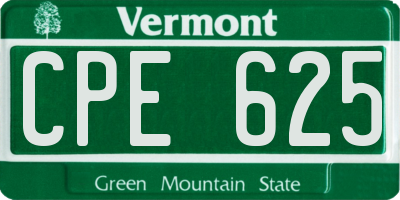 VT license plate CPE625