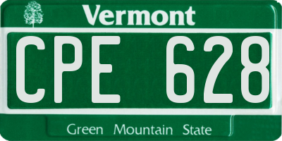 VT license plate CPE628