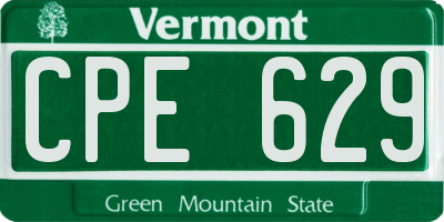 VT license plate CPE629