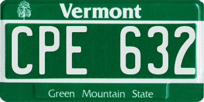 VT license plate CPE632