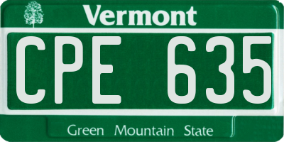 VT license plate CPE635