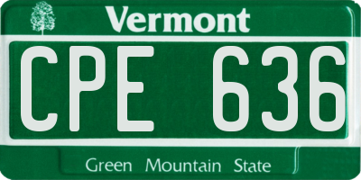 VT license plate CPE636