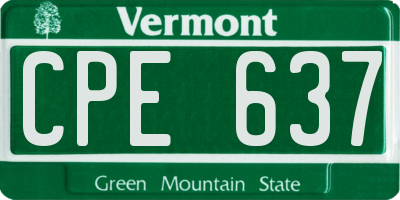 VT license plate CPE637