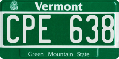 VT license plate CPE638