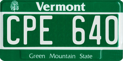 VT license plate CPE640