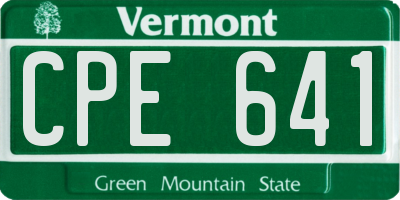 VT license plate CPE641