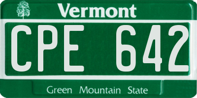 VT license plate CPE642