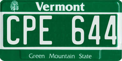 VT license plate CPE644