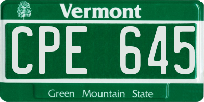 VT license plate CPE645