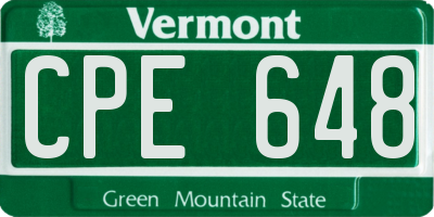 VT license plate CPE648