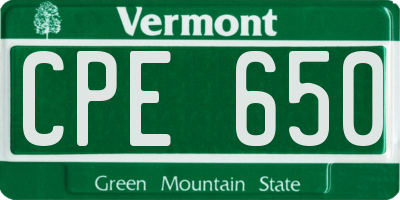 VT license plate CPE650
