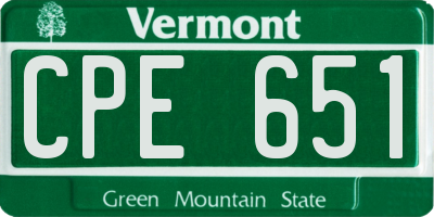 VT license plate CPE651