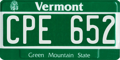 VT license plate CPE652