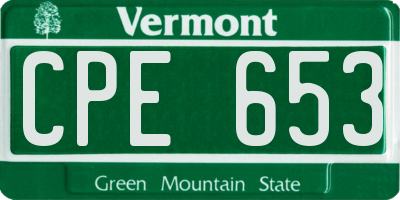 VT license plate CPE653