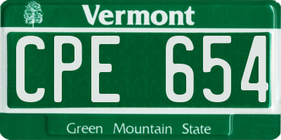 VT license plate CPE654