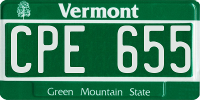 VT license plate CPE655