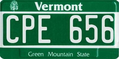 VT license plate CPE656