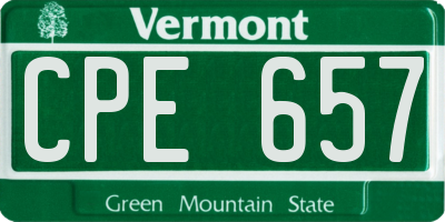 VT license plate CPE657