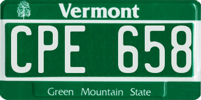 VT license plate CPE658