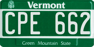 VT license plate CPE662