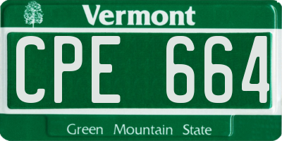 VT license plate CPE664