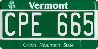 VT license plate CPE665