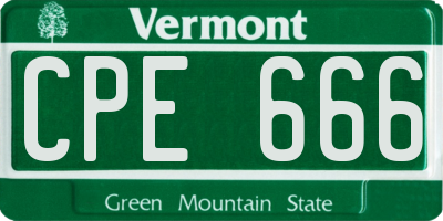 VT license plate CPE666