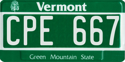 VT license plate CPE667