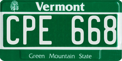 VT license plate CPE668