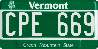 VT license plate CPE669