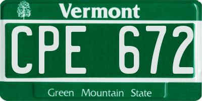 VT license plate CPE672